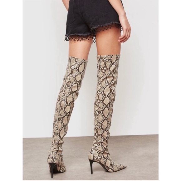 Mango Snakeskin Pattern Over-the-Knee Boots - Picture 3 of 3